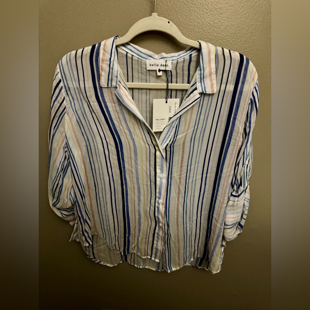 NWT‎ Bella Dahl Striped Button Down Rayon Shirt Sun Valley S